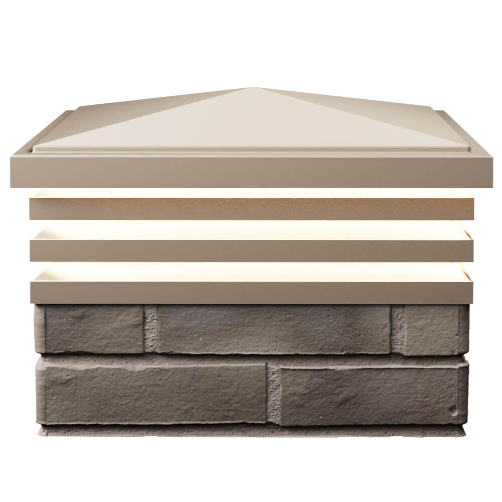 Колпак Zking Бона ХайТек Бежевый на столб 1.5х1.5 кирпича (385х385мм) с подсветкой в Переславле-Залесском фото
