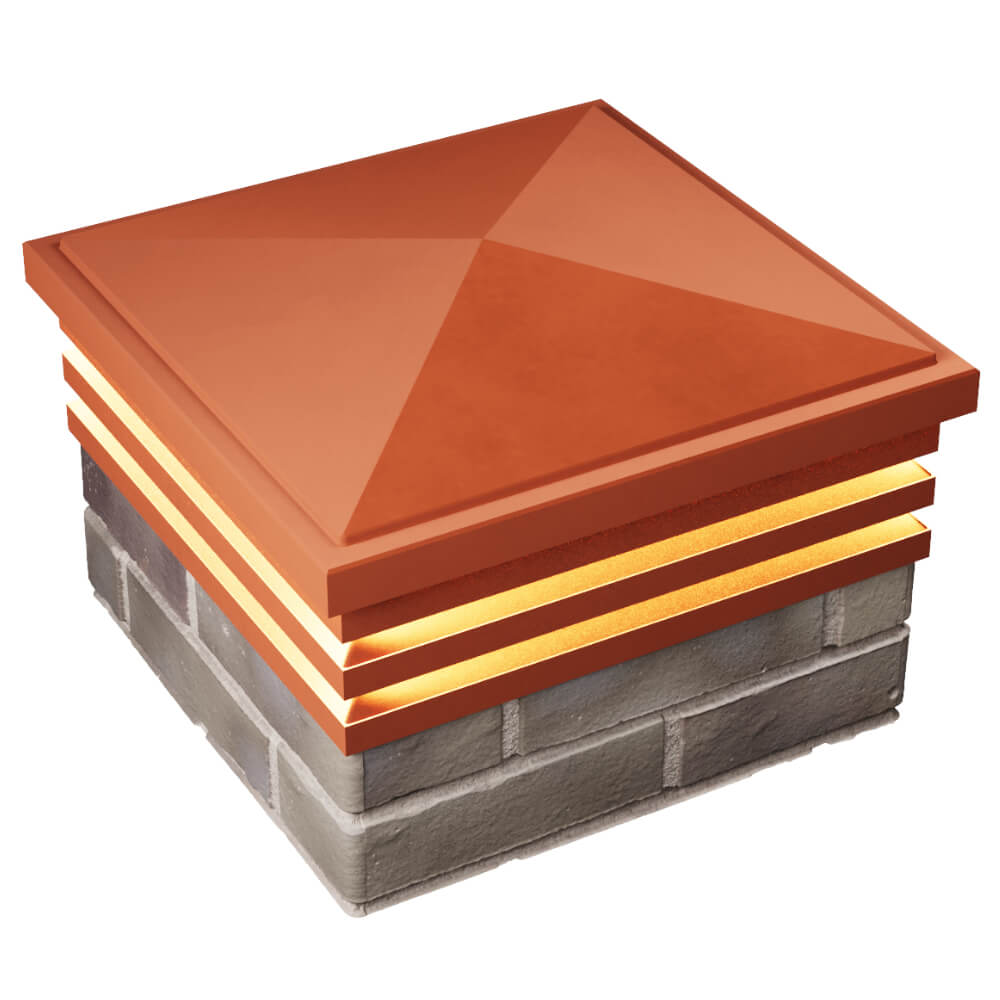 Колпак Zking Бона ХайТек Красный на столб 1.5х1.5 кирпича (385х385мм) с подсветкой в Переславле-Залесском фото