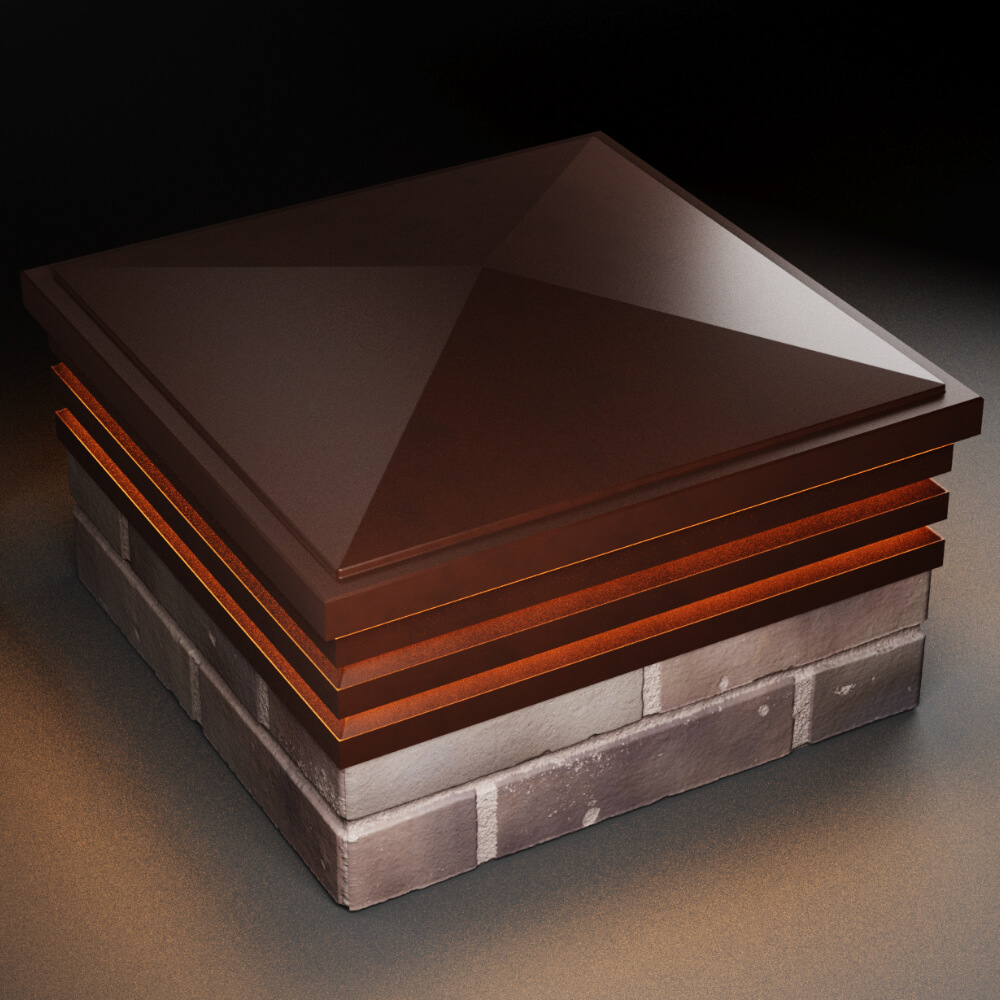 Колпак Zking Бона ХайТек Коричневый на столб 2х2 кирпича (513х513мм) с подсветкой в Переславле-Залесском фото