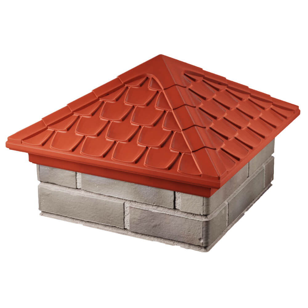 Колпак Zking Эльбрус Красный на столб 1.5х1.5 кирпича (385х385мм) в Переславле-Залесском фото