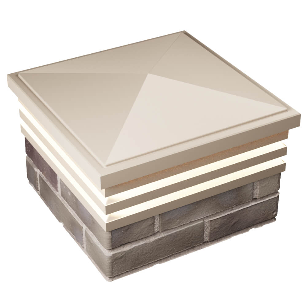 Колпак Zking Бона ХайТек Бежевый на столб 1.5х1.5 кирпича (385х385мм) с подсветкой в Переславле-Залесском фото