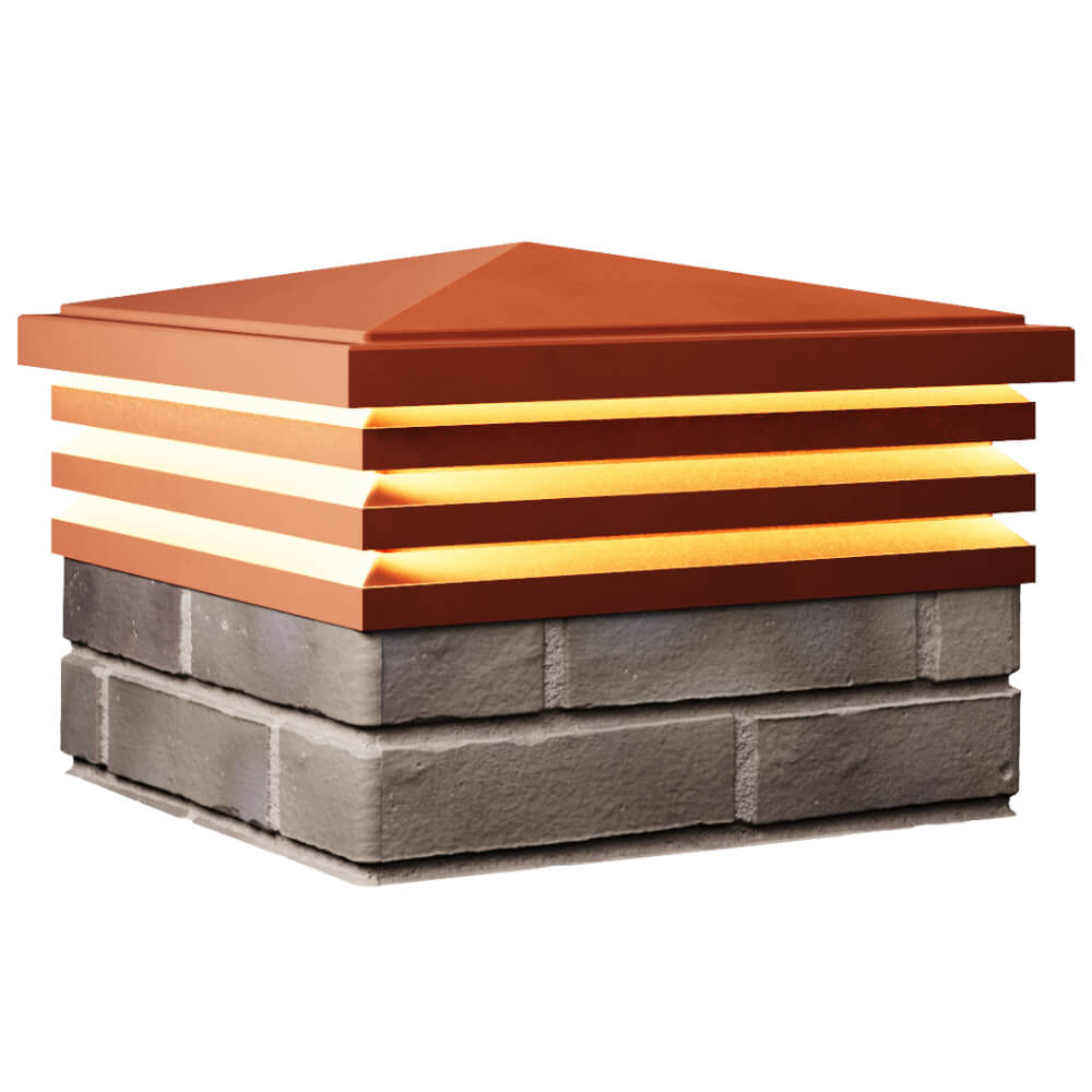 Колпак Zking Бона ХайТек Красный на столб 1.5х1.5 кирпича (385х385мм) с подсветкой в Переславле-Залесском фото