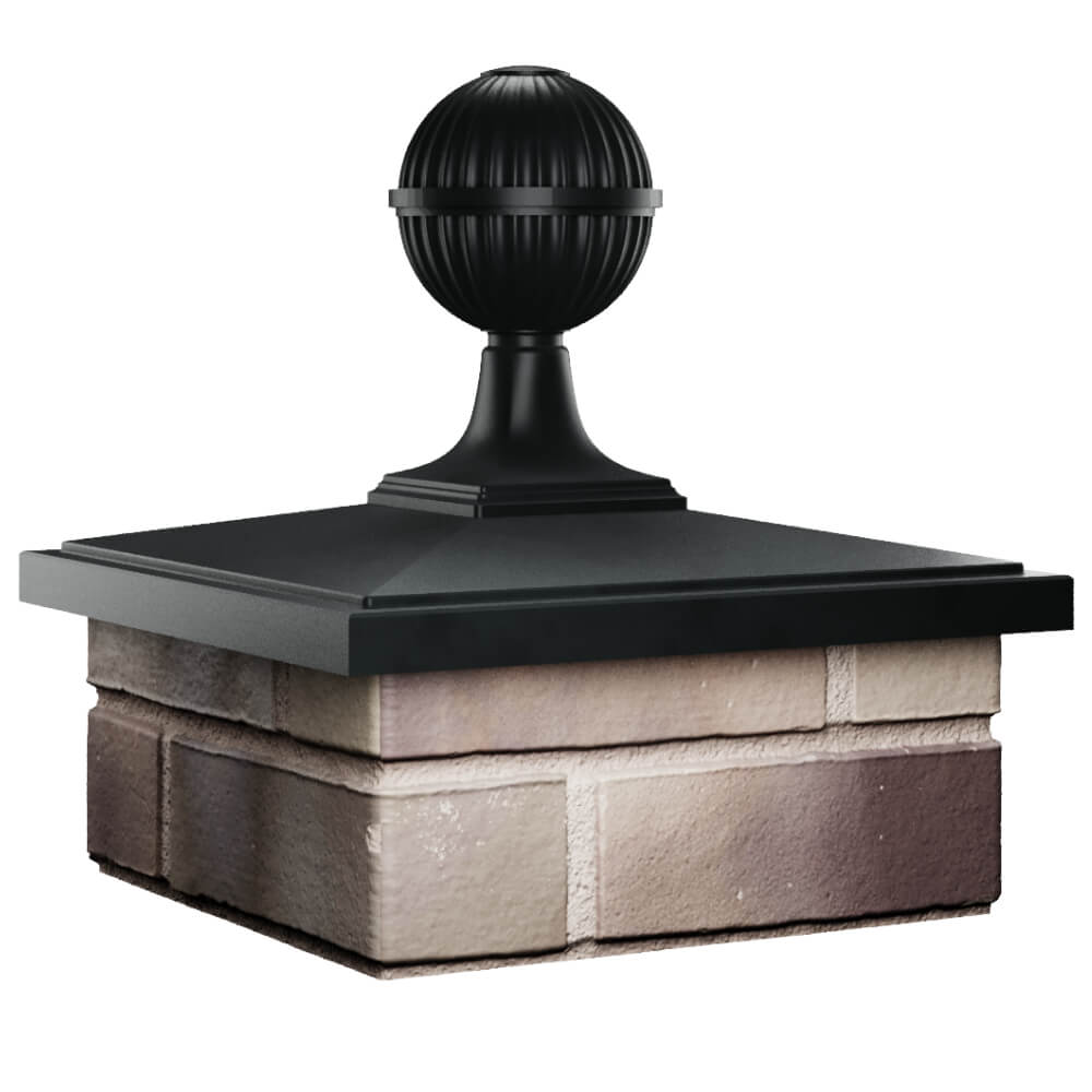 Колпак Zking БонаМоно Черный с шаром на столб 1.5х1.5 кирпича (385х385, 400х400мм) в сборе в Переславле-Залесском фото