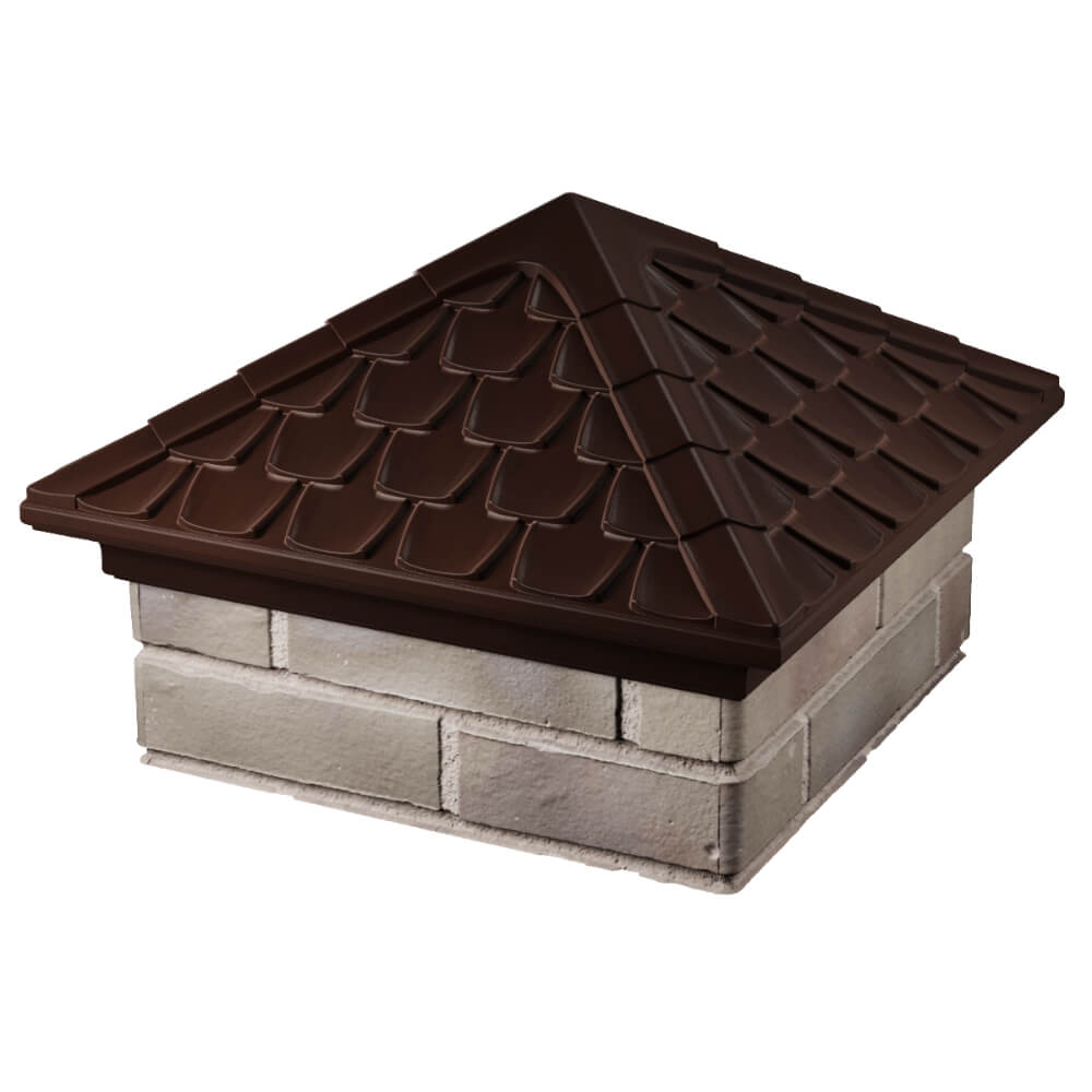 Колпак Zking Эльбрус Коричневый на столб 1.5х1.5 кирпича (385х385мм) в Переславле-Залесском фото