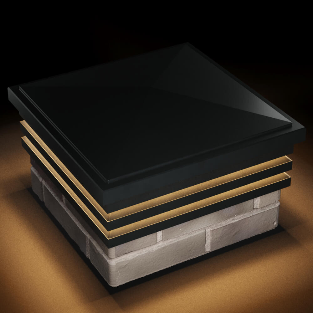 Колпак Zking Бона ХайТек Черный на столб 1.5х1.5 кирпича (385х385мм) с подсветкой в Переславле-Залесском фото