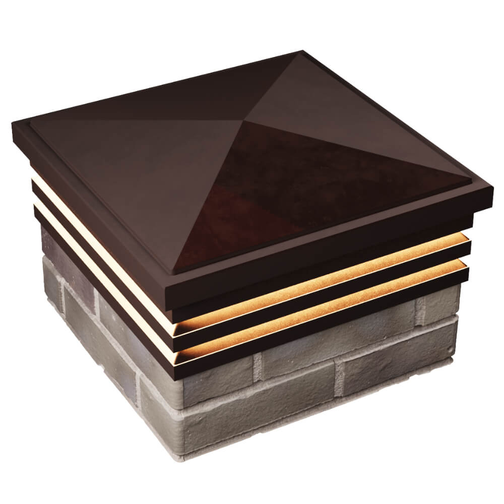 Колпак Zking Бона ХайТек Коричневый на столб 1.5х1.5 кирпича (385х385мм) с подсветкой в Переславле-Залесском фото