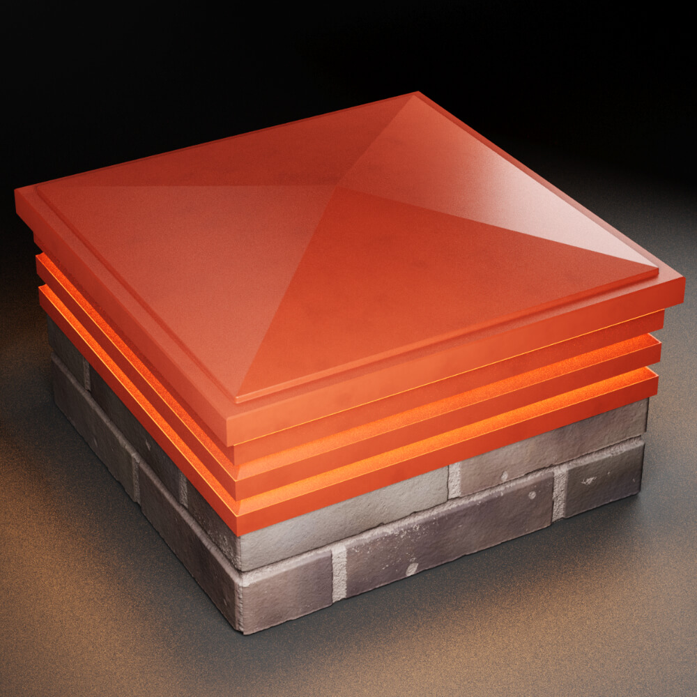 Колпак Zking Бона ХайТек Красный на столб 2х2 кирпича (513х513мм) с подсветкой в Переславле-Залесском фото