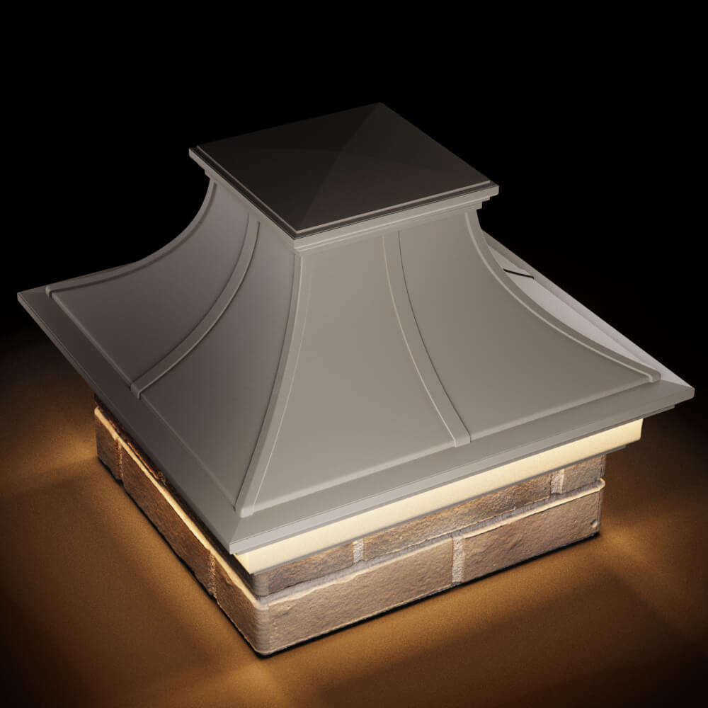 Колпак Zking Монблан Премиум Бежевый на столб 1.5х1.5 кирпича (385х385мм) с подсветкой в Переславле-Залесском фото