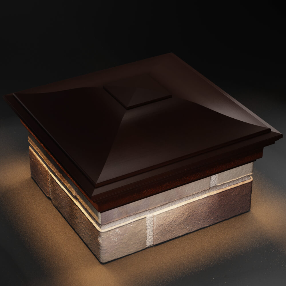 Колпак Zking Монблан Коричневый на столб 1.5х1.5 кирпича (385х385мм) с подсветкой в Переславле-Залесском фото