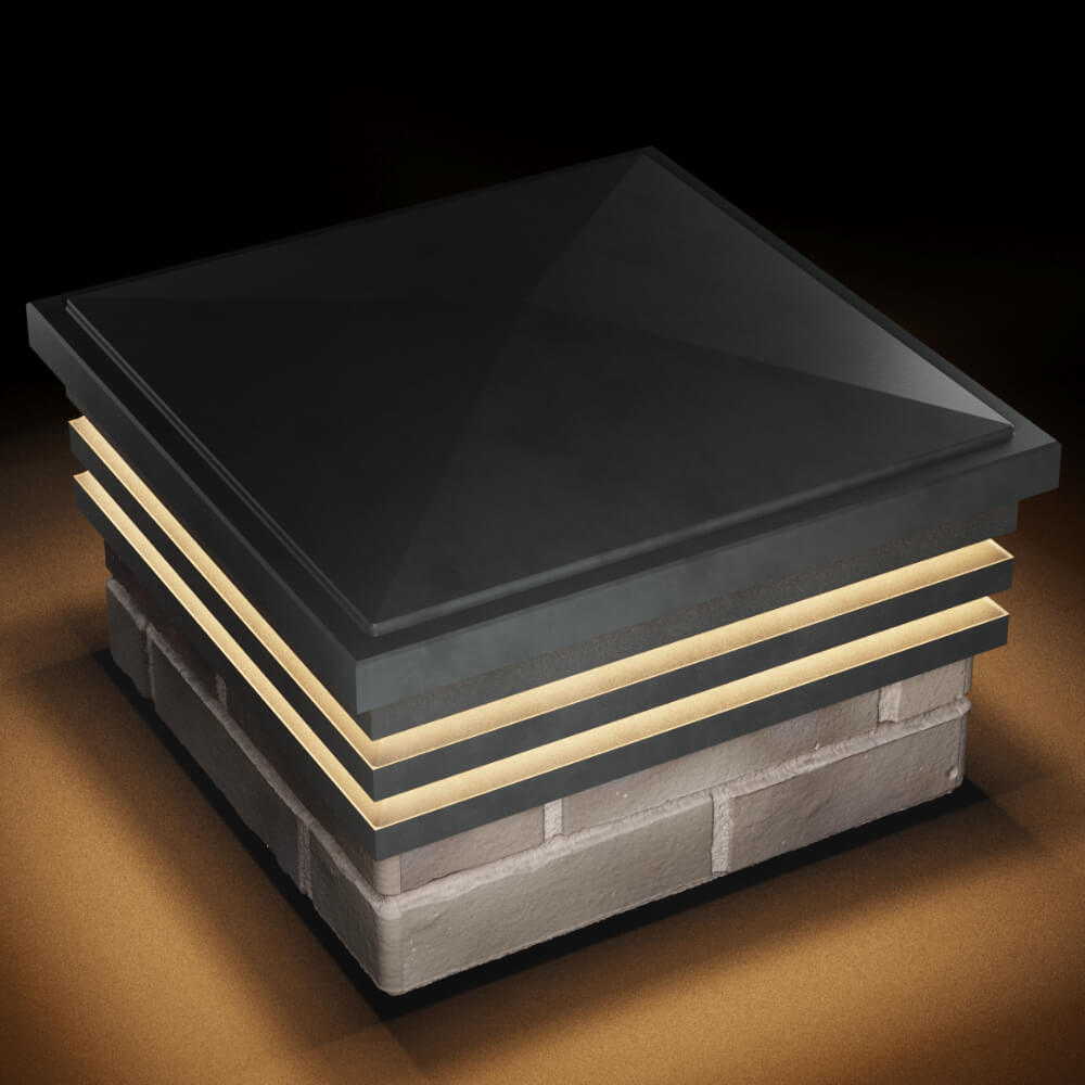 Колпак Zking Бона ХайТек Серый на столб 1.5х1.5 кирпича (385х385мм) с подсветкой в Переславле-Залесском фото