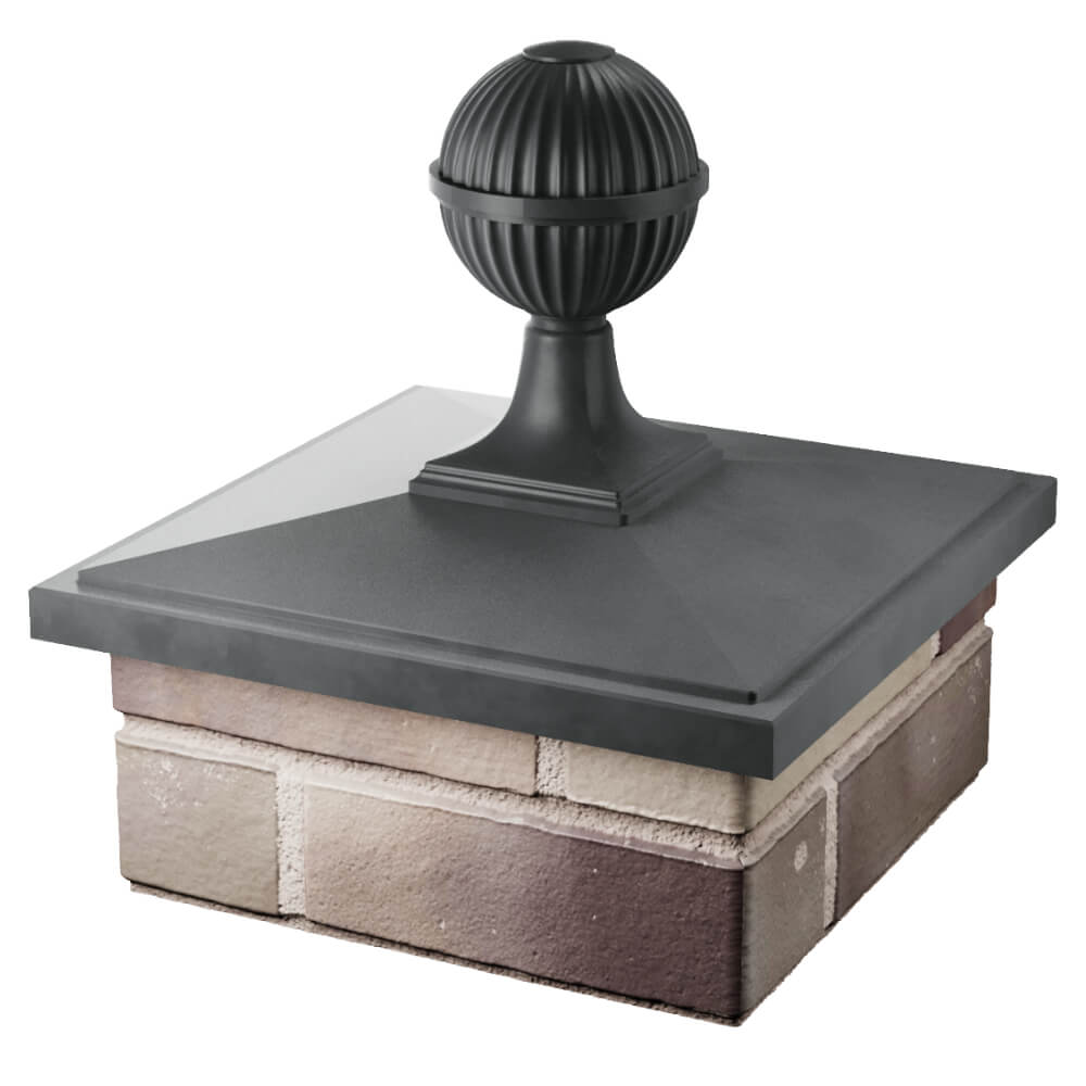 Колпак Zking БонаМоно Серый с шаром на столб 1.5х1.5 кирпича (385х385, 400х400мм) в сборе в Переславле-Залесском фото