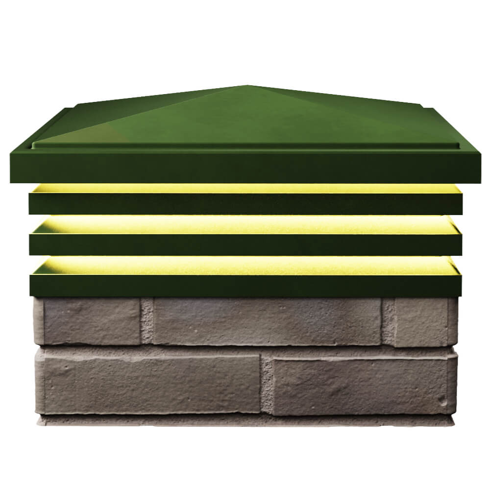 Колпак Zking Бона ХайТек Зеленый на столб 1.5х1.5 кирпича (385х385мм) с подсветкой в Переславле-Залесском фото