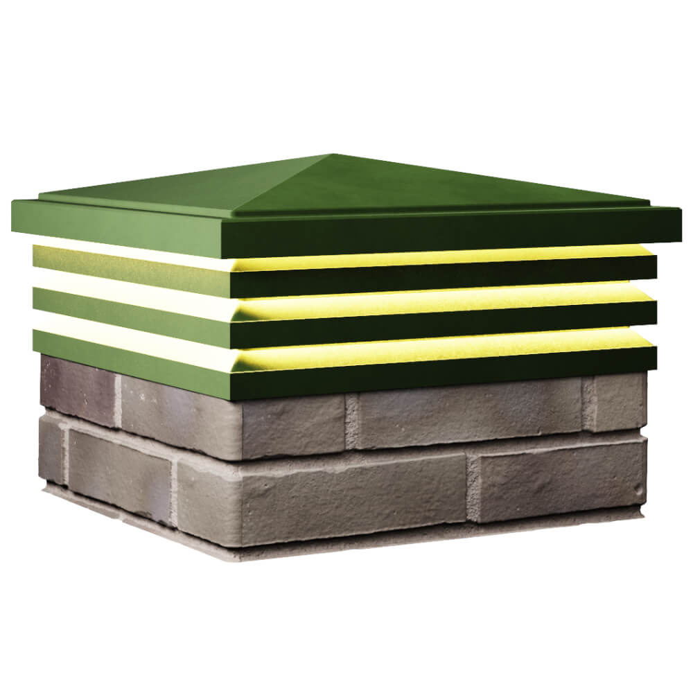 Колпак Zking Бона ХайТек Зеленый на столб 1.5х1.5 кирпича (385х385мм) с подсветкой в Переславле-Залесском фото