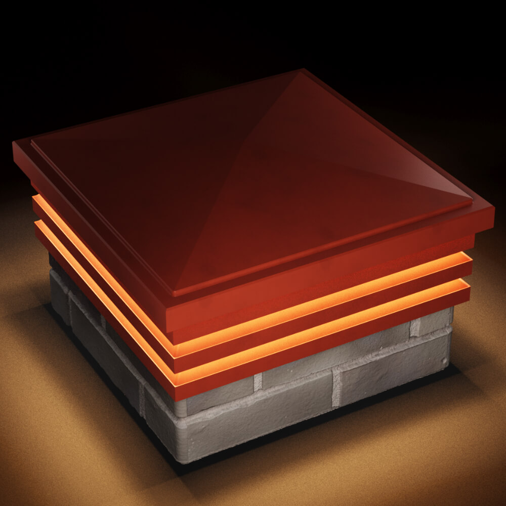 Колпак Zking Бона ХайТек Красный на столб 1.5х1.5 кирпича (385х385мм) с подсветкой в Переславле-Залесском фото