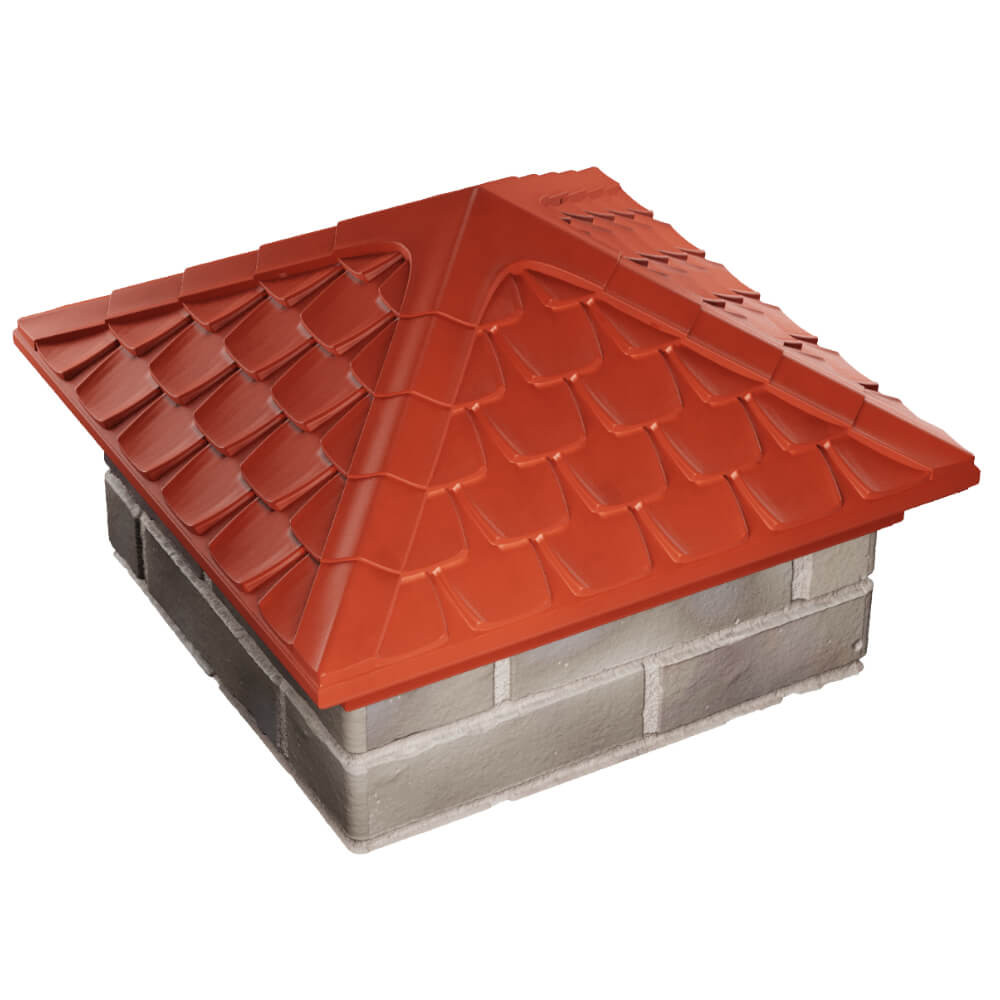 Колпак Zking Эльбрус Красный на столб 1.5х1.5 кирпича (385х385мм) в Переславле-Залесском фото