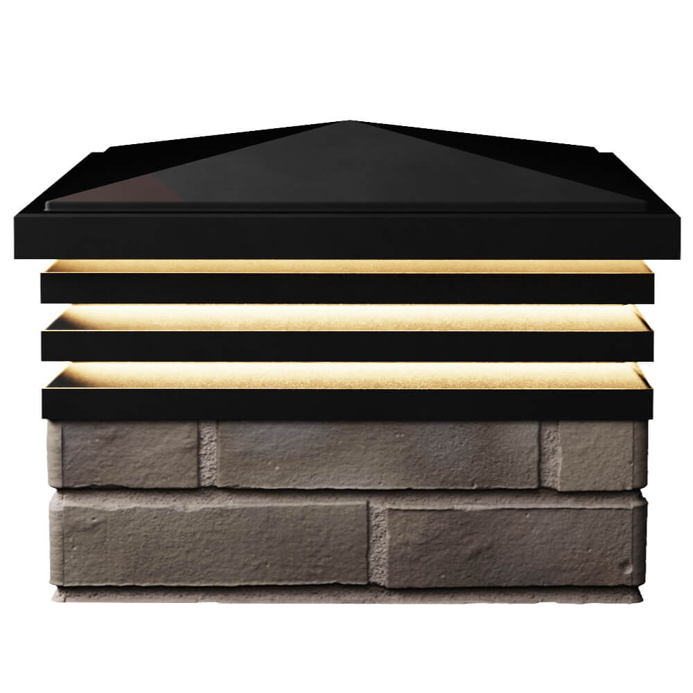 Колпак Zking Бона ХайТек Черный на столб 1.5х1.5 кирпича (385х385мм) с подсветкой в Переславле-Залесском фото