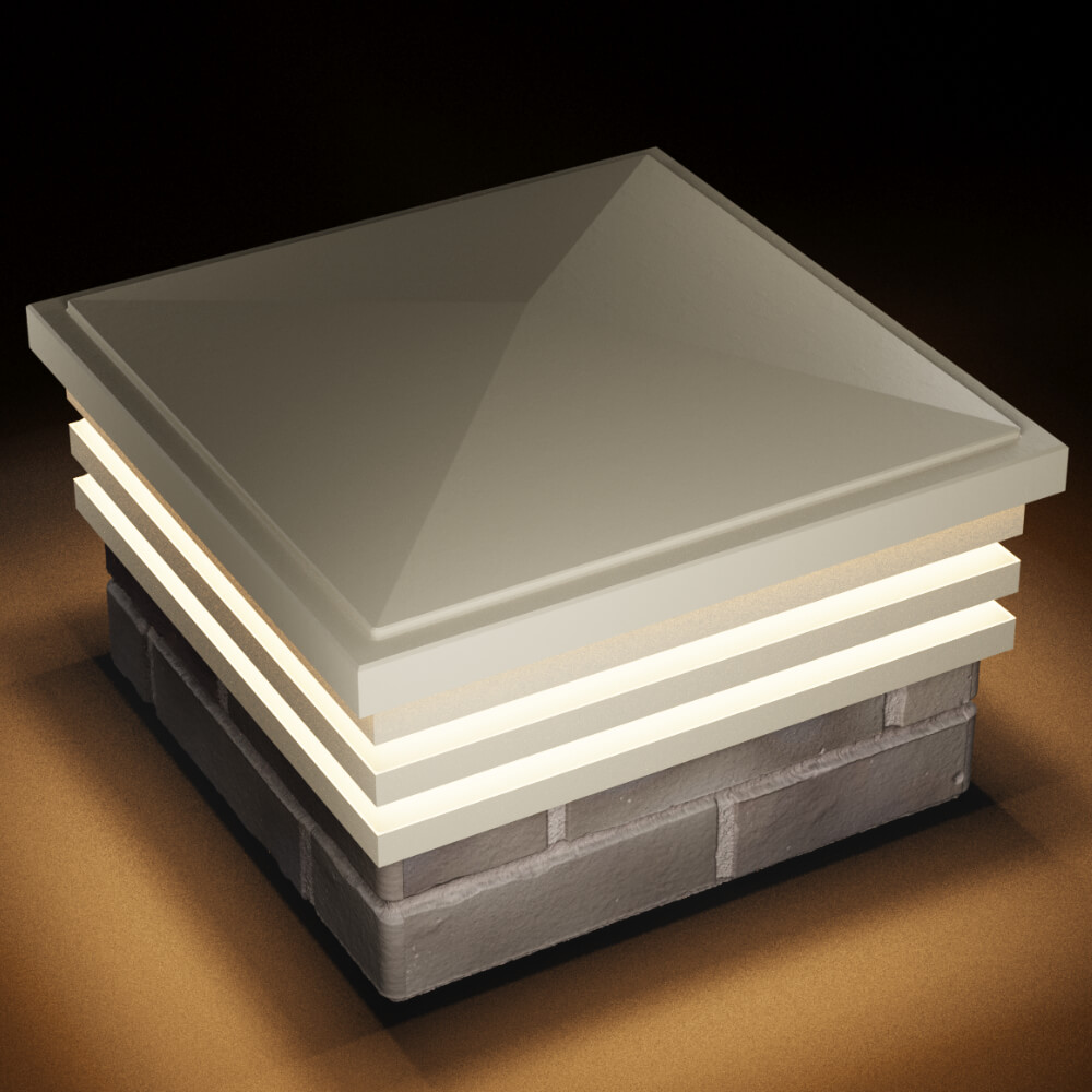 Колпак Zking Бона ХайТек Бежевый на столб 1.5х1.5 кирпича (385х385мм) с подсветкой в Переславле-Залесском фото