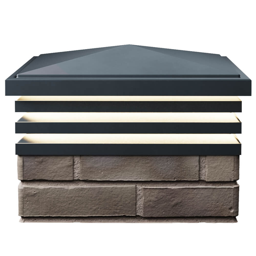 Колпак Zking Бона ХайТек Серый на столб 1.5х1.5 кирпича (385х385мм) с подсветкой в Переславле-Залесском фото