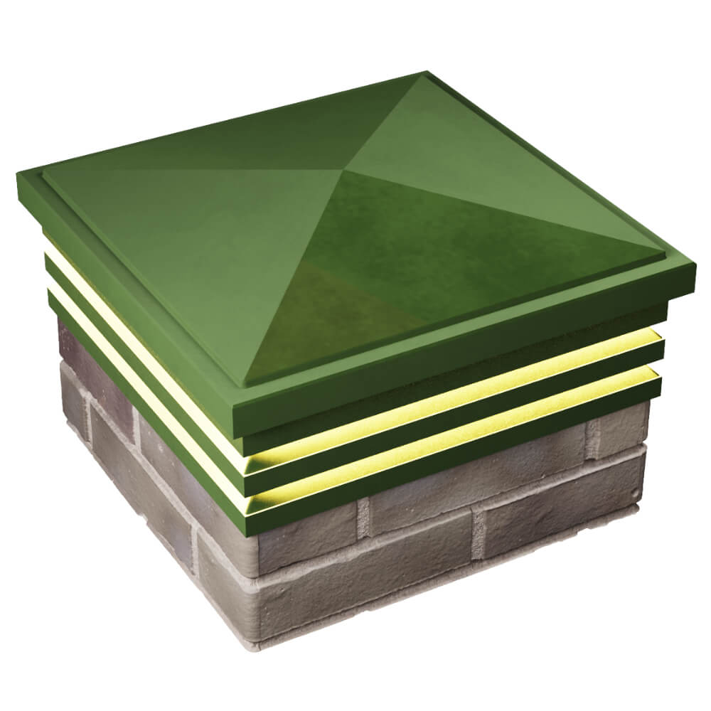 Колпак Zking Бона ХайТек Зеленый на столб 1.5х1.5 кирпича (385х385мм) с подсветкой в Переславле-Залесском фото