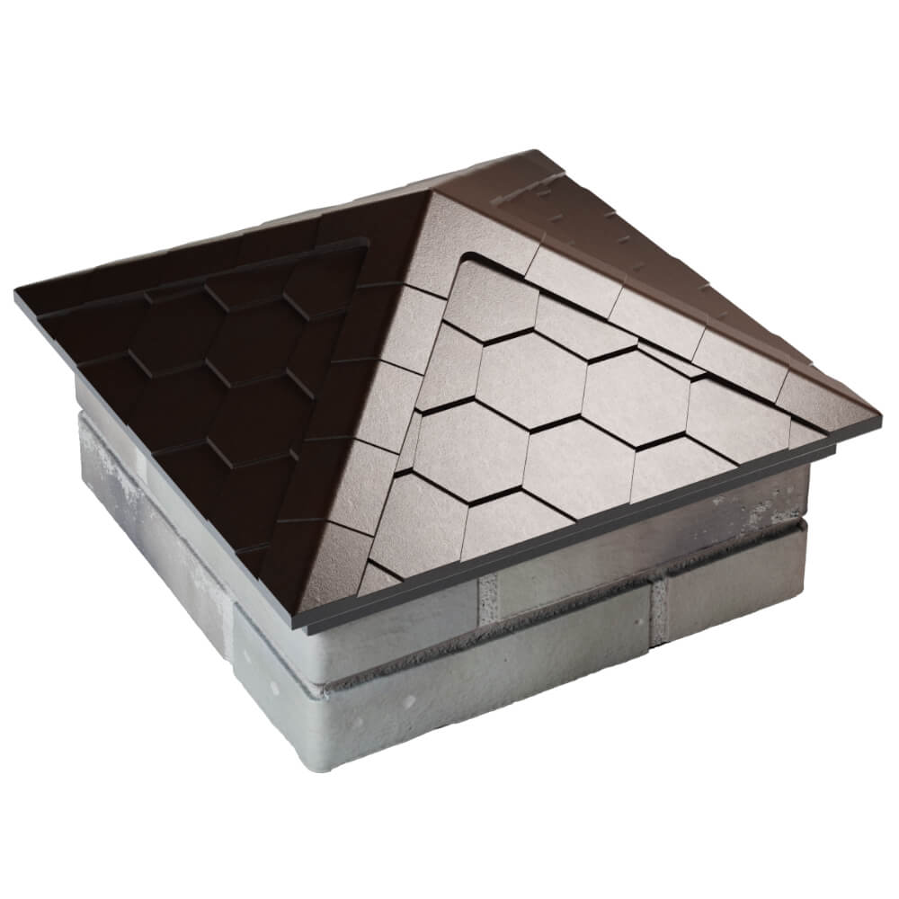 Колпак Zking Эверест Коричневый на столб 1.5х1.5 кирпича (390х390мм) в Переславле-Залесском фото