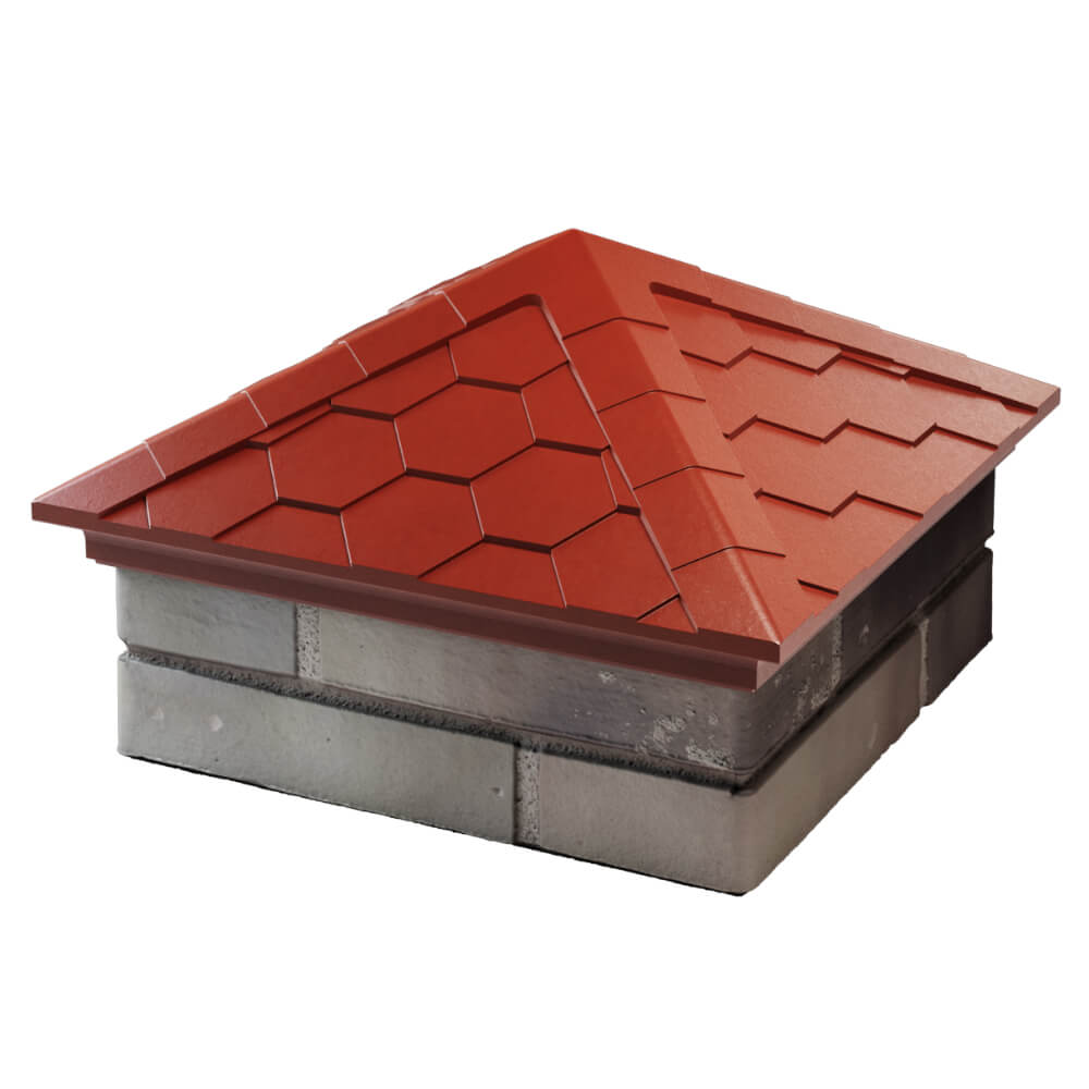 Колпак Zking Эверест Красный на столб 1.5х1.5 кирпича (390х390мм) в Переславле-Залесском фото