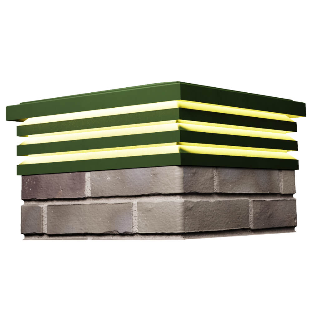 Колпак Zking Бона ХайТек Зеленый на столб 1.5х1.5 кирпича (385х385мм) с подсветкой в Переславле-Залесском фото