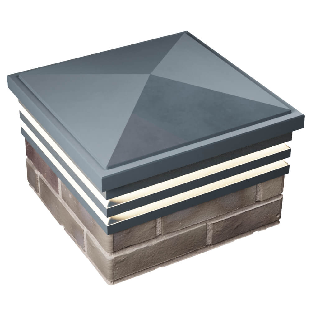 Колпак Zking Бона ХайТек Серый на столб 1.5х1.5 кирпича (385х385мм) с подсветкой в Переславле-Залесском фото