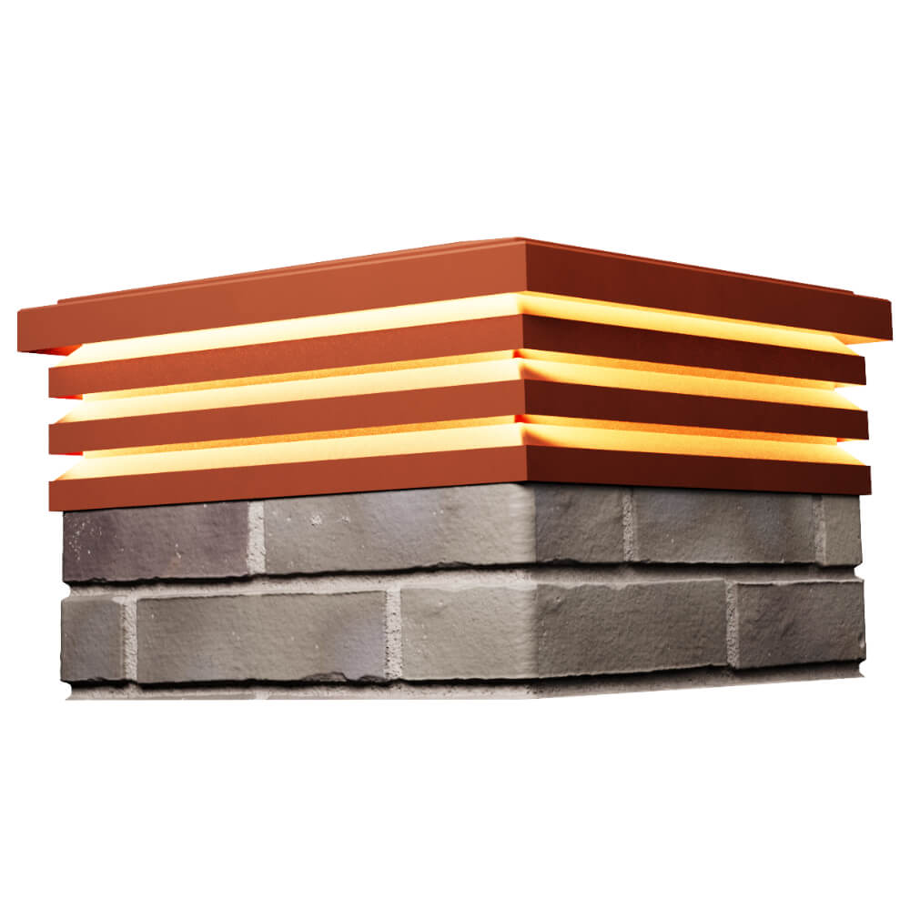 Колпак Zking Бона ХайТек Красный на столб 1.5х1.5 кирпича (385х385мм) с подсветкой в Переславле-Залесском фото