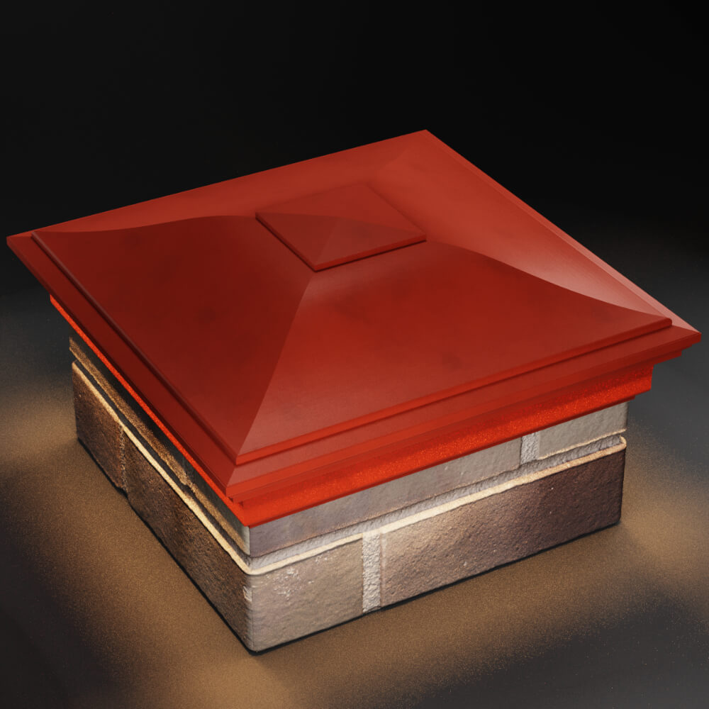 Колпак Zking Монблан Красный на столб 1.5х1.5 кирпича (385х385мм) с подсветкой в Переславле-Залесском фото