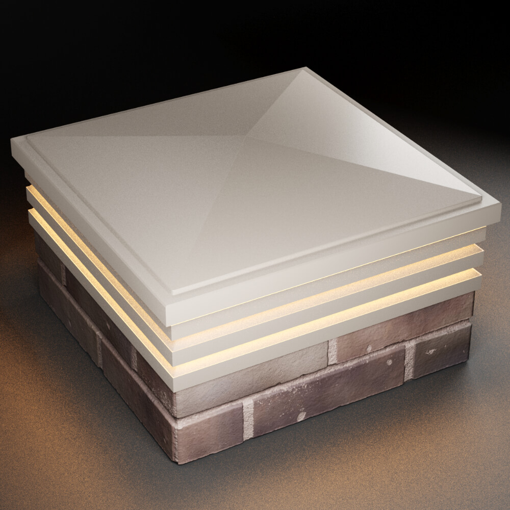 Колпак Zking Бона ХайТек Бежевый на столб 2х2 кирпича (513х513мм) с подсветкой в Переславле-Залесском фото