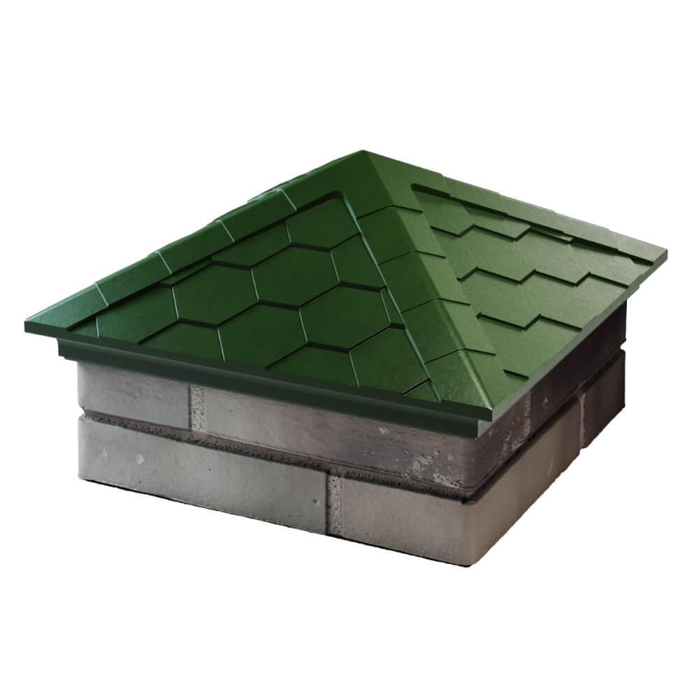 Колпак Zking Эверест Зеленый на столб 1.5х1.5 кирпича (390х390мм) в Переславле-Залесском фото