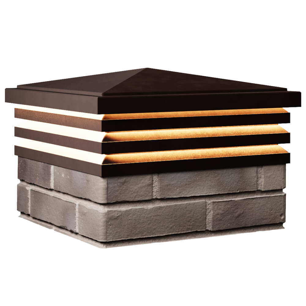 Колпак Zking Бона ХайТек Коричневый на столб 1.5х1.5 кирпича (385х385мм) с подсветкой в Переславле-Залесском фото