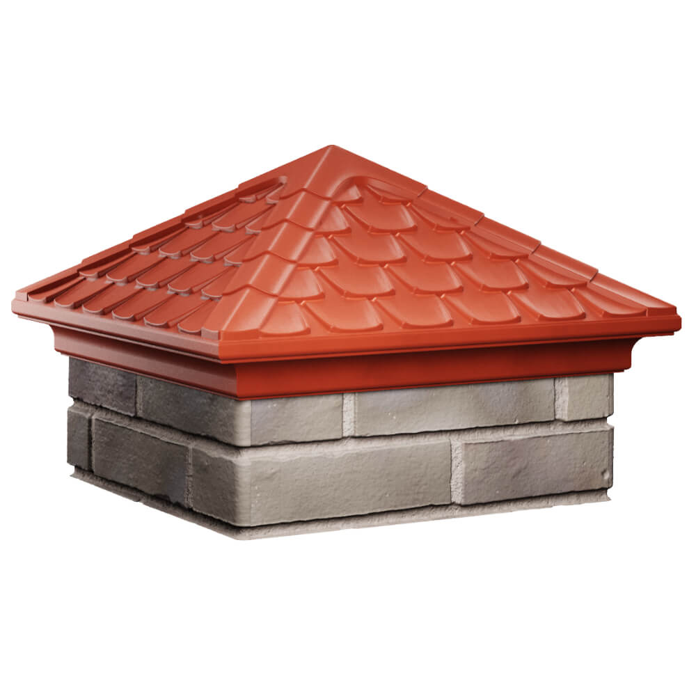 Колпак Zking Эльбрус Красный на столб 1.5х1.5 кирпича (385х385мм) в Переславле-Залесском фото