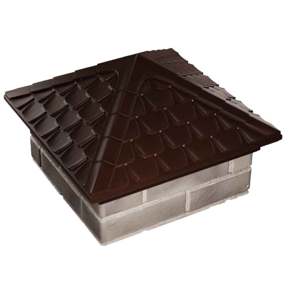 Колпак Zking Эльбрус Коричневый на столб 1.5х1.5 кирпича (385х385мм) в Переславле-Залесском фото