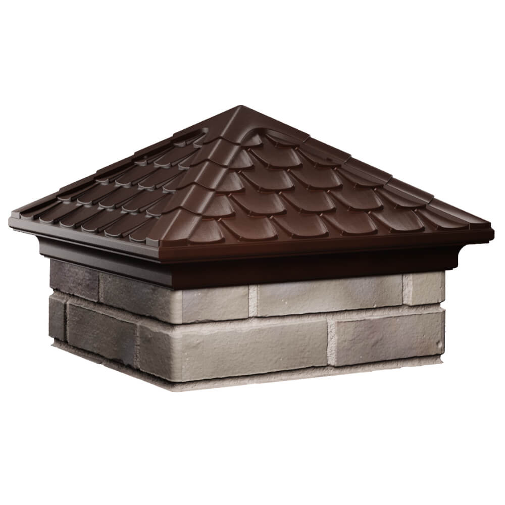 Колпак Zking Эльбрус Коричневый на столб 1.5х1.5 кирпича (385х385мм) в Переславле-Залесском фото