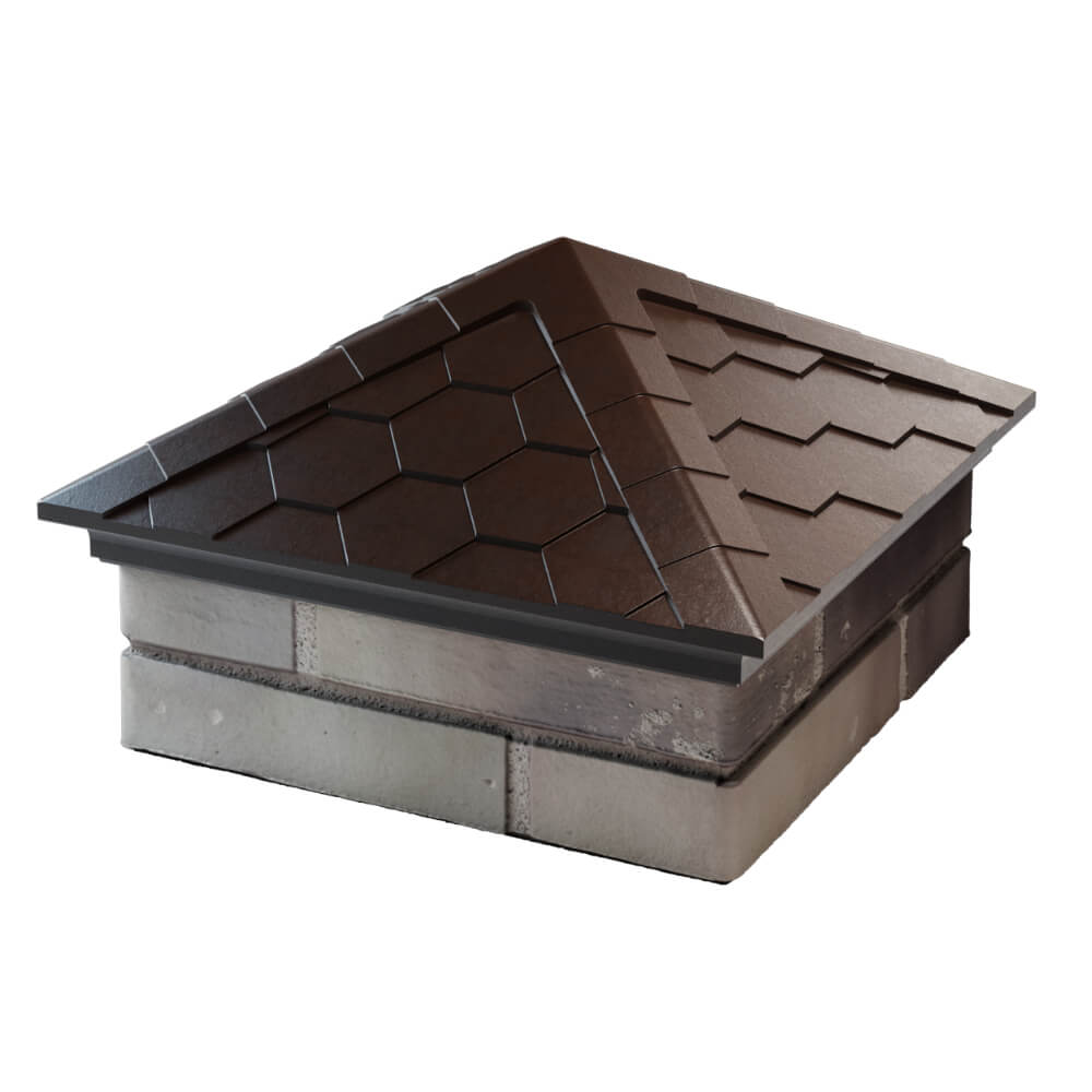 Колпак Zking Эверест Коричневый на столб 1.5х1.5 кирпича (390х390мм) в Переславле-Залесском фото