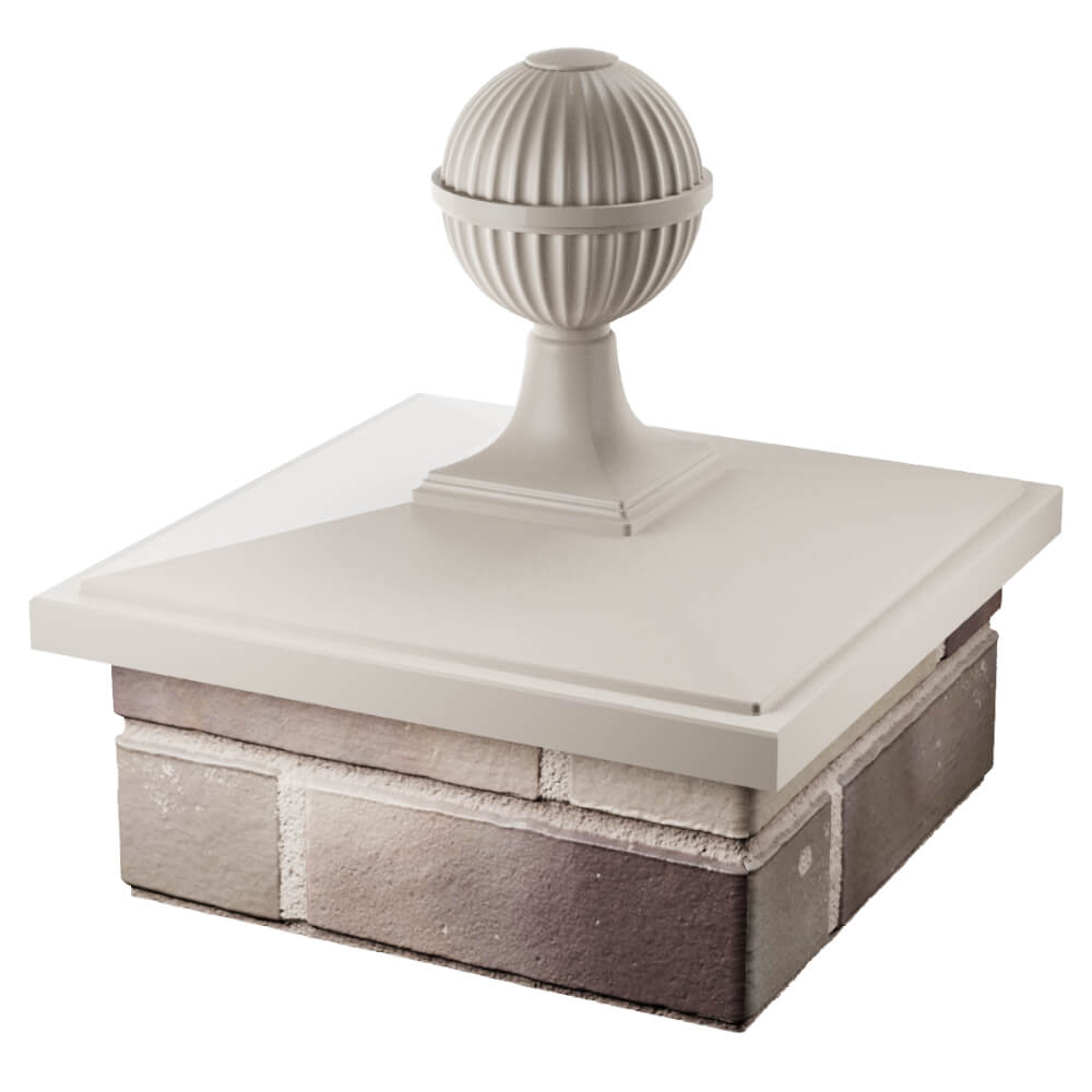 Колпак Zking БонаМоно Бежевый с шаром на столб 1.5х1.5 кирпича (385х385, 400х400мм) в сборе в Переславле-Залесском фото