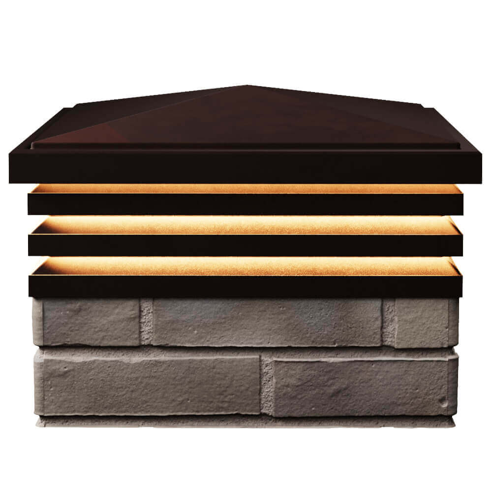 Колпак Zking Бона ХайТек Коричневый на столб 1.5х1.5 кирпича (385х385мм) с подсветкой в Переславле-Залесском фото